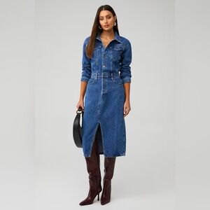 Favorite Daughter The City Denim Long Sleeve Midi Dress in Los Angeles size 25‎